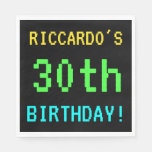 [ Thumbnail: Fun Vintage/Retro Video Game Look 30th Birthday Paper Napkin ]