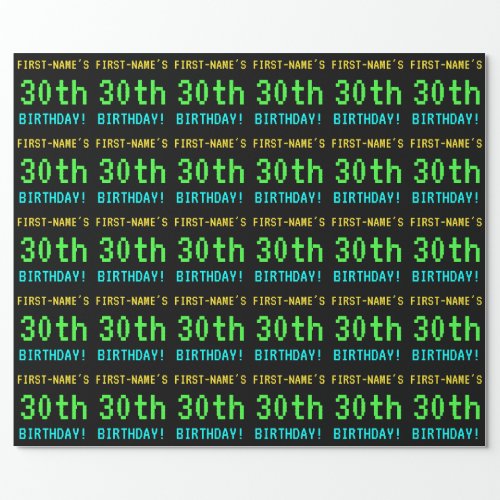 Fun VintageRetro Video Game Look 30th Birthday Wrapping Paper