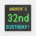 [ Thumbnail: Fun Vintage/Retro Video Game Look 32nd Birthday Napkin ]