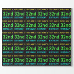 [ Thumbnail: Fun Vintage/Retro Video Game Look 32nd Birthday Wrapping Paper ]