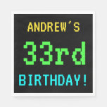 [ Thumbnail: Fun Vintage/Retro Video Game Look 33rd Birthday Napkin ]