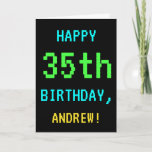 [ Thumbnail: Fun Vintage/Retro Video Game Look 35th Birthday Card ]