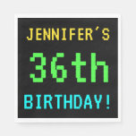 [ Thumbnail: Fun Vintage/Retro Video Game Look 36th Birthday Napkin ]
