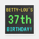 [ Thumbnail: Fun Vintage/Retro Video Game Look 37th Birthday Napkin ]