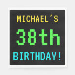 [ Thumbnail: Fun Vintage/Retro Video Game Look 38th Birthday Napkin ]
