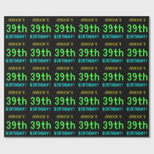 Fun Vintage/Retro Video Game Look 39th Birthday Wrapping Paper
