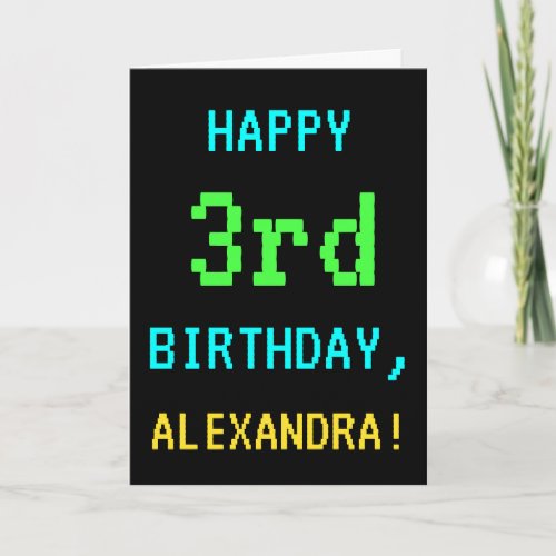 Fun VintageRetro Video Game Look 3rd Birthday Card