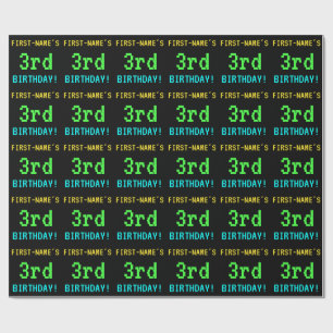 Fun Vintage/Retro Video Game Look 3rd Birthday Wrapping Paper