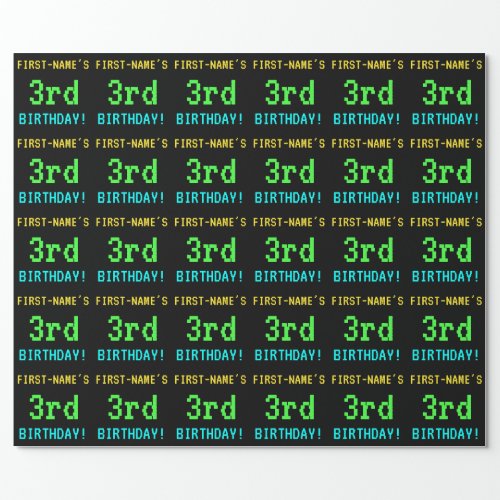 Fun VintageRetro Video Game Look 3rd Birthday Wrapping Paper