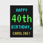 [ Thumbnail: Fun Vintage/Retro Video Game Look 40th Birthday Card ]