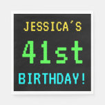 [ Thumbnail: Fun Vintage/Retro Video Game Look 41st Birthday Napkin ]