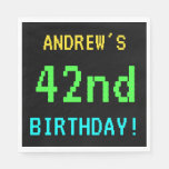 [ Thumbnail: Fun Vintage/Retro Video Game Look 42nd Birthday Napkin ]