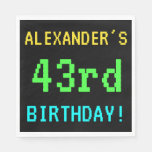 [ Thumbnail: Fun Vintage/Retro Video Game Look 43rd Birthday Napkin ]