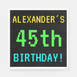 [ Thumbnail: Fun Vintage/Retro Video Game Look 45th Birthday Napkin ]