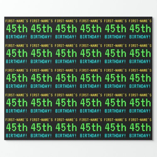 Fun VintageRetro Video Game Look 45th Birthday Wrapping Paper