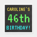 [ Thumbnail: Fun Vintage/Retro Video Game Look 46th Birthday Napkin ]
