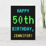 [ Thumbnail: Fun Vintage/Retro Video Game Look 50th Birthday Card ]
