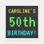 [ Thumbnail: Fun Vintage/Retro Video Game Look 50th Birthday Paper Napkin ]