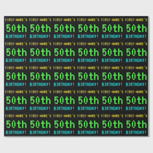 Fun Vintage/Retro Video Game Look 50th Birthday Wrapping Paper