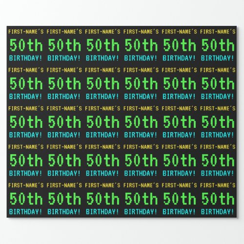 Fun VintageRetro Video Game Look 50th Birthday Wrapping Paper