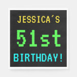 [ Thumbnail: Fun Vintage/Retro Video Game Look 51st Birthday Napkin ]