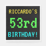 [ Thumbnail: Fun Vintage/Retro Video Game Look 53rd Birthday Napkin ]