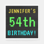 [ Thumbnail: Fun Vintage/Retro Video Game Look 54th Birthday Napkin ]