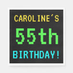 [ Thumbnail: Fun Vintage/Retro Video Game Look 55th Birthday Napkin ]