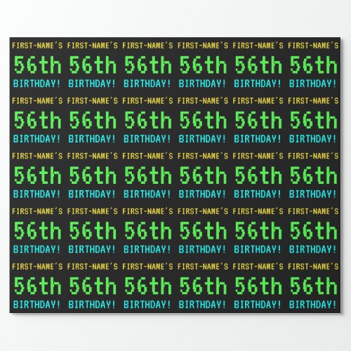 Fun VintageRetro Video Game Look 56th Birthday Wrapping Paper