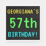[ Thumbnail: Fun Vintage/Retro Video Game Look 57th Birthday Napkin ]
