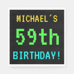 [ Thumbnail: Fun Vintage/Retro Video Game Look 59th Birthday Napkin ]