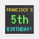 [ Thumbnail: Fun Vintage/Retro Video Game Look 5th Birthday Napkin ]