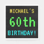 [ Thumbnail: Fun Vintage/Retro Video Game Look 60th Birthday Paper Napkin ]