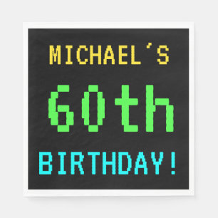 Fun Vintage/Retro Video Game Look 60th Birthday Paper Napkins