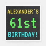 [ Thumbnail: Fun Vintage/Retro Video Game Look 61st Birthday Napkin ]