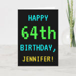 [ Thumbnail: Fun Vintage/Retro Video Game Look 64th Birthday Card ]