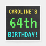 [ Thumbnail: Fun Vintage/Retro Video Game Look 64th Birthday Napkin ]