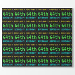 [ Thumbnail: Fun Vintage/Retro Video Game Look 64th Birthday Wrapping Paper ]