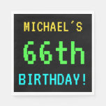 [ Thumbnail: Fun Vintage/Retro Video Game Look 66th Birthday Napkin ]