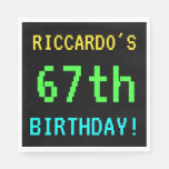 [ Thumbnail: Fun Vintage/Retro Video Game Look 67th Birthday Napkin ]