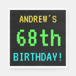[ Thumbnail: Fun Vintage/Retro Video Game Look 68th Birthday Paper Napkin ]