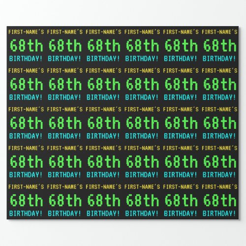 Fun VintageRetro Video Game Look 68th Birthday Wrapping Paper