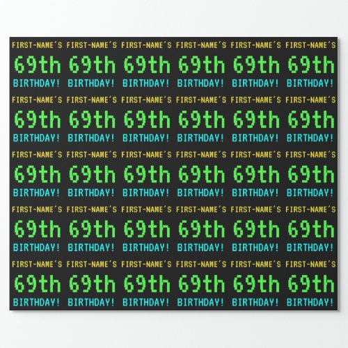 Fun VintageRetro Video Game Look 69th Birthday Wrapping Paper