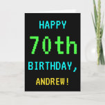 [ Thumbnail: Fun Vintage/Retro Video Game Look 70th Birthday Card ]