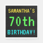 [ Thumbnail: Fun Vintage/Retro Video Game Look 70th Birthday Napkin ]