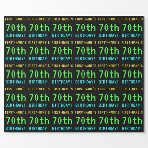 Fun VintageRetro Video Game Look 70th Birthday Wrapping Paper