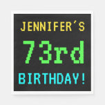 [ Thumbnail: Fun Vintage/Retro Video Game Look 73rd Birthday Paper Napkin ]