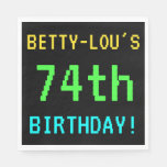 [ Thumbnail: Fun Vintage/Retro Video Game Look 74th Birthday Napkin ]
