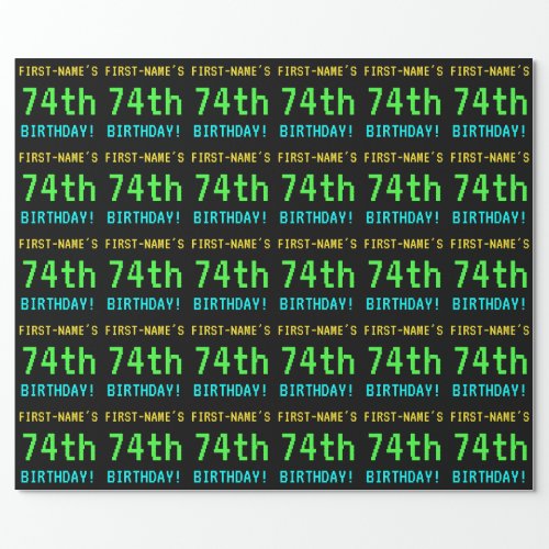 Fun VintageRetro Video Game Look 74th Birthday Wrapping Paper