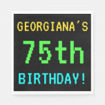 [ Thumbnail: Fun Vintage/Retro Video Game Look 75th Birthday Paper Napkin ]